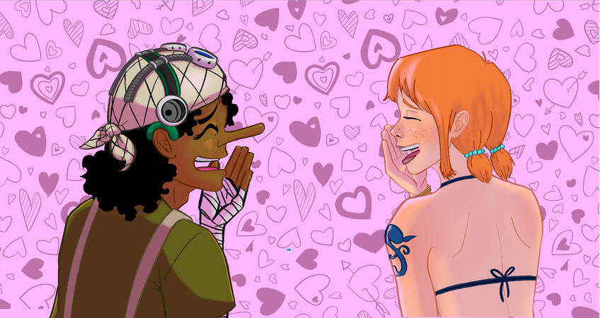 Nami and Usopp Galentine&#39;s Redraw