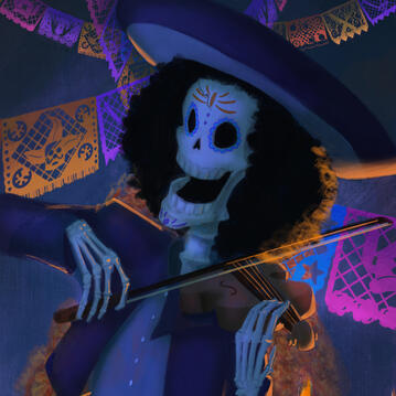 Illustration of Nico Robin at sunset